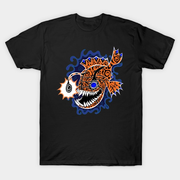 Anglerfish doodle style - Orange, T-Shirt by Designs by Darrin